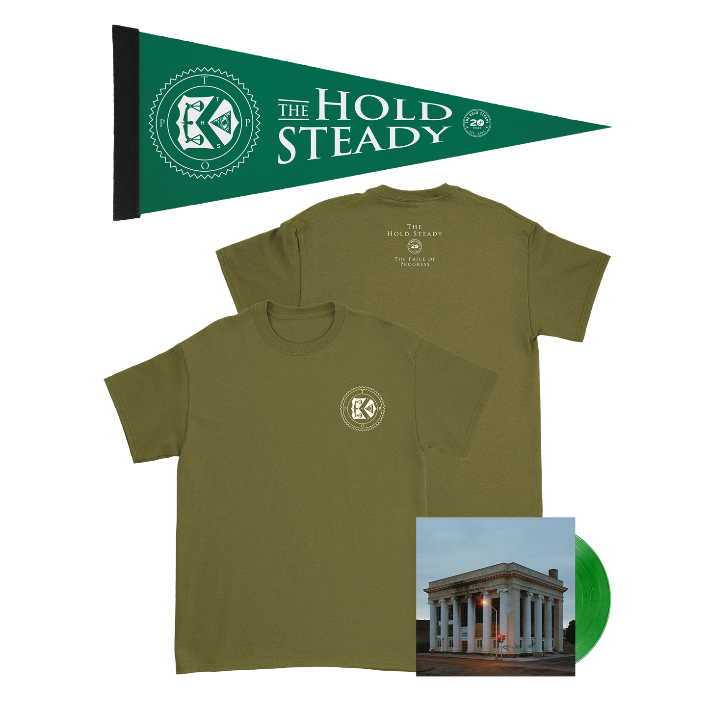 The Price Of Progress Limited Edition Clear Green Vinyl LP + T-Shirt + Pennant Bundle