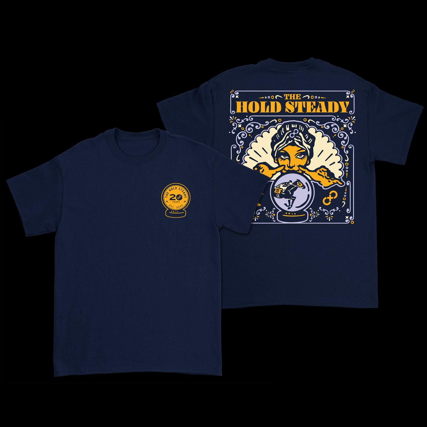 Crystal Ball Navy T-Shirt front and back