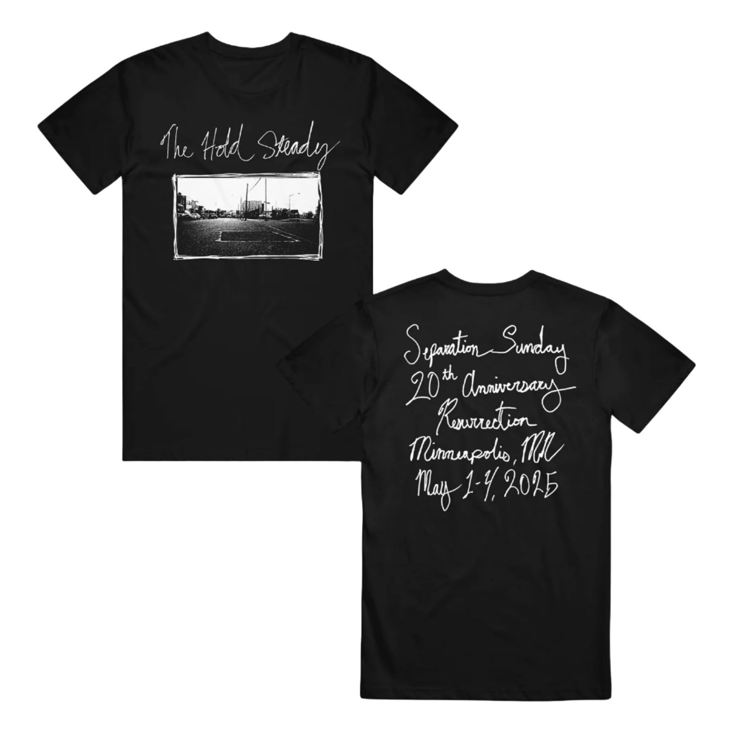 the hold steady Resurrection - Black T-Shirt front and back